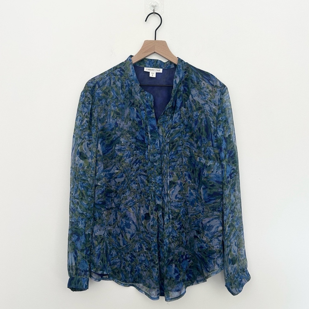 Coldwater Creek Y2K Lace Shirt Lined 90’s Top Eclectic Blouse Hippie Sz: XL